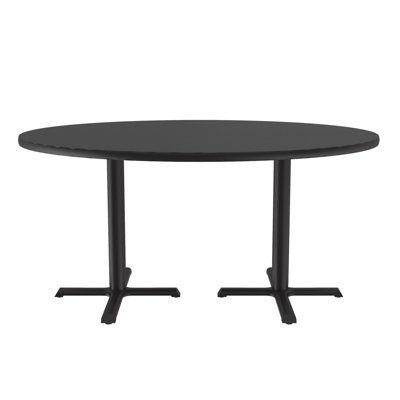 Correll 60 Round Caf Bistro Bar Table, Black Granite Thermal Fused Laminate Top, Black Cast Iron Base, Leveling Glides by Correll, Inc.
