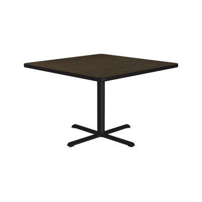 Correll 36 Square Caf & Break Room Bistro Table, Walnut Thermal Fused Laminate Top, Cast Iron Base, Tops , Leveling Glides by Correll, Inc.