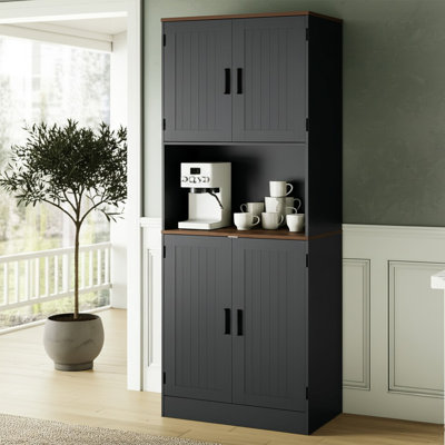 71" Tall Pantry Cabinet With Charging Station, Farmhouse Kitchen Hutch With Adjustable Shelves, Modern Kitchen Pantry Storage Cabinet For Dinning Room by DIYART