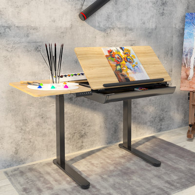 Electric Height Adjustable Drafting Draft Desk Drawing Table Desk Tiltable Tabletop by FlexiSpot