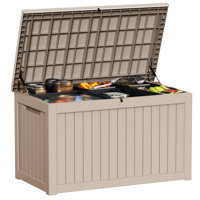 230 Gallon Resin Deck Box, Large Indoor And Outdoor Storage Box by EVAJOY