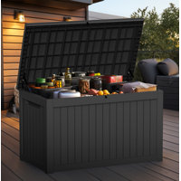 230 Gallon Resin Deck Box, Large Indoor And Outdoor Storage Box by EVAJOY