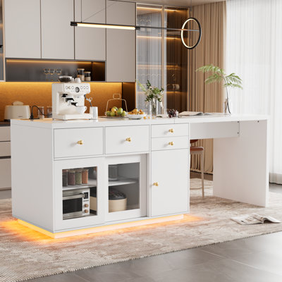 Kitchen Island With Storage, Breakfast Bar Counter - Stationary Table Coffee Bar by ElasignShopo