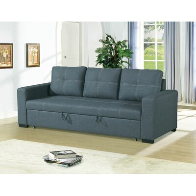 Hollins 85" Linen Square Arm Sleeper by Ebern Designs