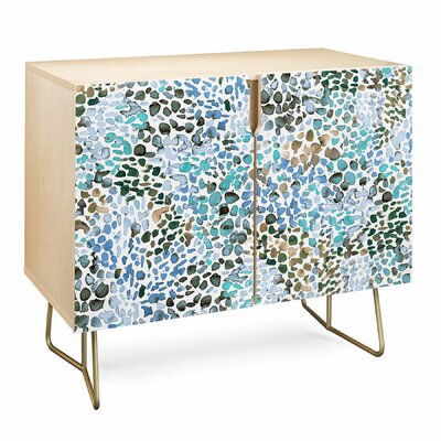 Ninola Design Blue Speckled Painting Watercolor Stains 2 Door Credenza Cabinet by East Urban Home