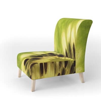 Green Kiwi Seeds and Inside Pattern - Contemporary Upholstered Slipper Chair by East Urban Home