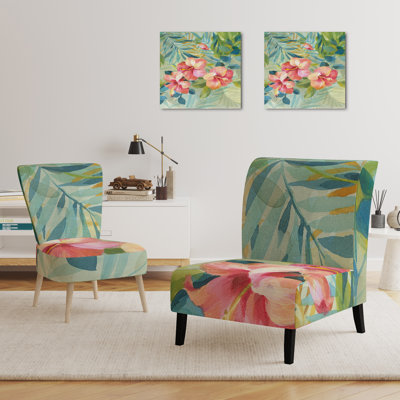 Hibiscus Garden III - Traditional Upholstered Slipper Chair by East Urban Home