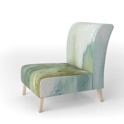 Abstract Watercolor Green House - Modern Upholstered Slipper Chair by East Urban Home