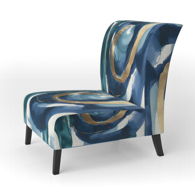 Mettalic I - Glam Upholstered Slipper Chair by East Urban Home