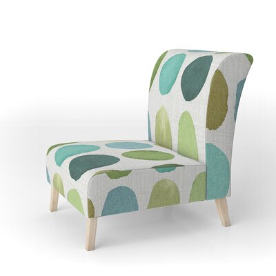 Geometric Green Circle I - Mid-Century Upholstered Slipper Chair by East Urban Home