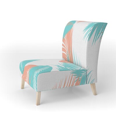 Retro Tropical Foliage II - Mid-Century Upholstered Slipper Chair