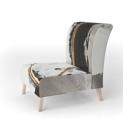Glam Painted Arcs II - Transitional Upholstered Slipper Chair by East Urban Home
