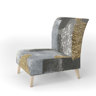 Gold Glamour Squares II - Modern Upholstered Slipper Chair by East Urban Home