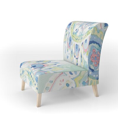Watercolor Mandalas IV - Floral Upholstered Slipper Chair by East Urban Home