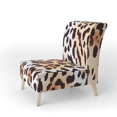 Leopard Fur Safari II - Mid-Century Upholstered Slipper Chair by East Urban Home