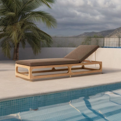 Outdoor Leisure Hotel Beach Pool Deck Chairs Outdoor Teak Chaise Lounge by Elegance Furnishings