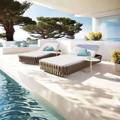 Resort-Style Outdoor Lounger Outdoor Fabric Chaise Lounge Set