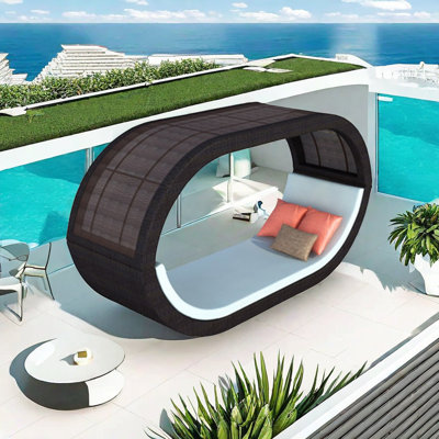 Outdoor Rattan Sun Lounger Outdoor Chaise Lounge by Elegance Furnishings