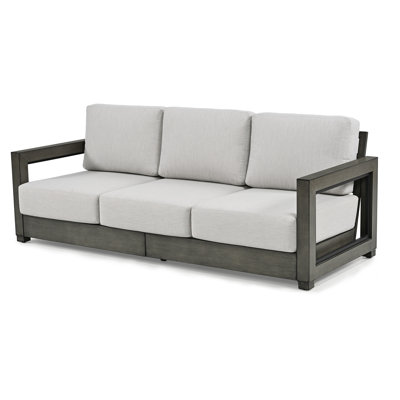 Marjani Outdoor Hand-Painted Aluminum Patio Sofa With Gray Cushions by Latitude Run