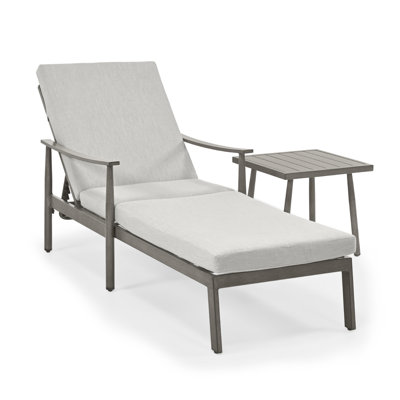Marijela 1-Piece Aluminum Patio Chaise Lounge With Side Table And Cushions by Latitude Run