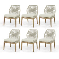 Loftis 6-Piece Aluminum Patio Dining Chairs With Light Gray Cushions by George Oliver