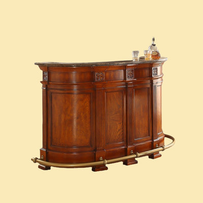Retro minimalist solid wood bar table with a marble top by Eclecticed Home