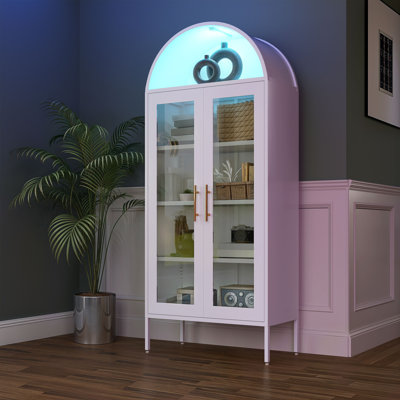 Arched Glass Display Cabinet With Led Lighting by Edrosie Inc