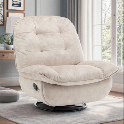 Velvet 360° Swivel Recliner Chair Oversized with Mobile Phone Holder by ekskieit