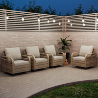 Outdoor Patio Wicker Swivel Glide Rocker Chair With Cushions by EAGLE PEAK