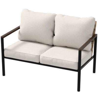 Outdoor Wicker Loveseat with Cushions by EAGLE PEAK