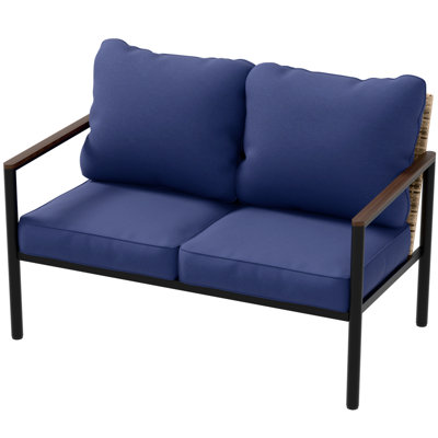 Outdoor Wicker Loveseat with Cushions by EAGLE PEAK
