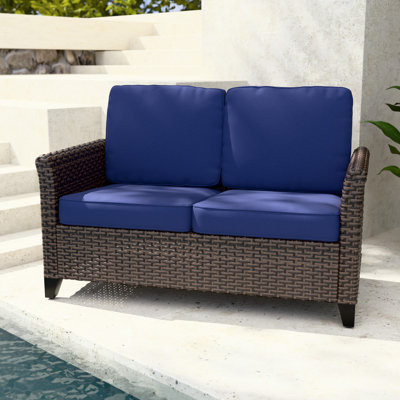 Outdoor Patio Multi-brown Wicker Rattan Spacious Seating Loveseat by EAGLE PEAK