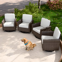 Outdoor Patio Multi-brown Wicker Rattan Spacious Seating Swivel Rocker Chairs with Cushions (Set of 4) by EAGLE PEAK