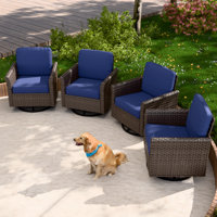 Outdoor Patio Multi-brown Wicker Rattan Spacious Seating Swivel Rocker Chairs with Cushions (Set of 4) by EAGLE PEAK