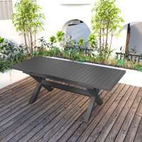 Pantilie Space-Saving 6 to 8 Person Powercoated Aluminum Outdoor Extendable Patio Dining Table With 63in(Closed)-82.6in(Extended), Sturdy In Severe W by Wildon Home