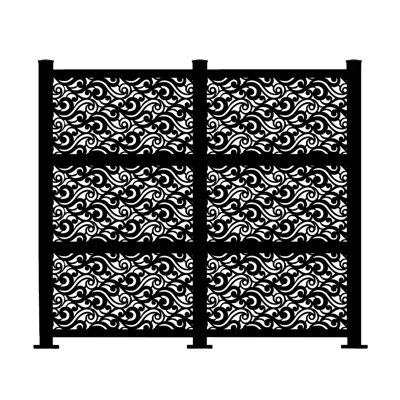 6.5 ft. H x 8.5 ft. W Laser Cut Metal Privacy Screen Fence, Decorative Outdoor Divider by e-Joy