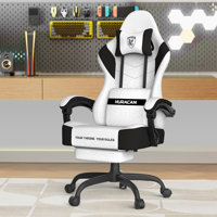 Luxvie Fabric Gaming Chair with Footrest, High Back Ergonomic Computer Chair with Massage Lumbar Pillow, Gamer Chair with Adjustable Headrest, Comfort by Taktack