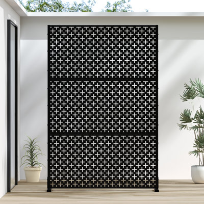 Dane 72"x47" Black Metal Outdoor Privacy Screen by Lumioca
