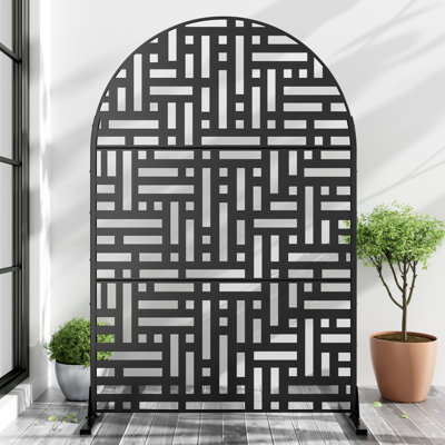 71"x47" Black Metal Outdoor Privacy Screen by Lumioca