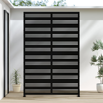 71"x47" Black Metal Outdoor Privacy Screen by Lumioca