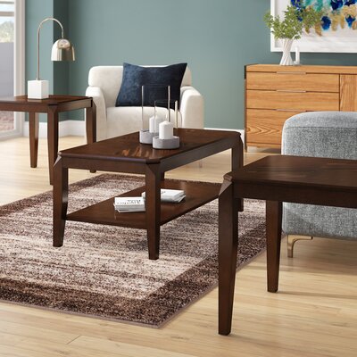 Eckman Transitional 3-Piece Coffee Table Set with Parquet Pattern Design in Walnut by Lark Manor