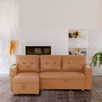 Bosmat Sectional Couch with Storage Sleeper Sofa with Pull Out Couch Bed Reversible Sleeper Sectional by Ebern Designs