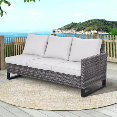 Deb 71.26" Wide Outdoor Wicker U-Shaped Patio Sectional with Cushions by Red Barrel Studio