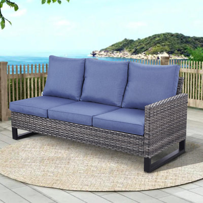 Deb 71.26" Wide Outdoor Wicker U-Shaped Patio Sectional with Cushions by Red Barrel Studio