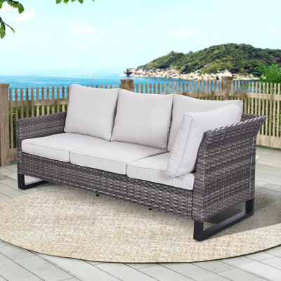 Deb 71.26" Wide Outdoor Wicker U-Shaped Patio Sectional with Cushions by Red Barrel Studio