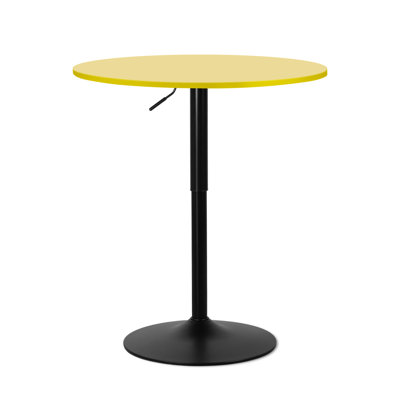 Hulker Round Pub Dining Table Height Adjustable With Wooden Tabletop Home Bar by Ebern Designs