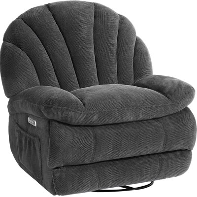 EONIX Oversized Power Swivel Rocker Recliner Chair for Living Room, Power Adjustable Backrest and Extended Footrest, USB Charging Ports, SXXY004021, D by EONIX