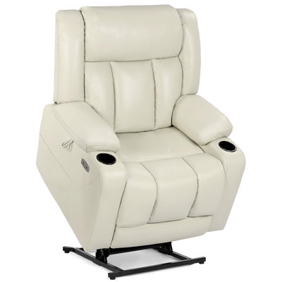 EONIX Dual Motor Oversized Power Lift Recliner Chair for Elderly, 400lbs Heavy Duty Leather Recliner with Massage and Heat, Big and Tall Lay Flat Lift by EONIX