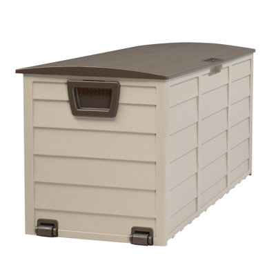 (260l) Outdoor Garden Plastic Storage Deck Box Chest – Lockable Seat, Polypropylene Resin, Weather/uv-resistant With Wheels For Tools, Cushions & Toys by EvoNet