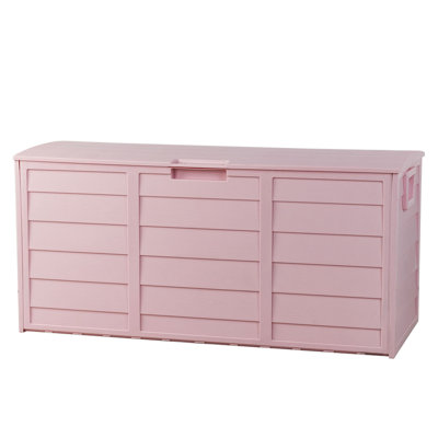 75gal (280l) Pink Lockable Outdoor Garden Storage Deck Box - Wheeled Plastic Seat For Tools/cushions/toys by EvoNet
